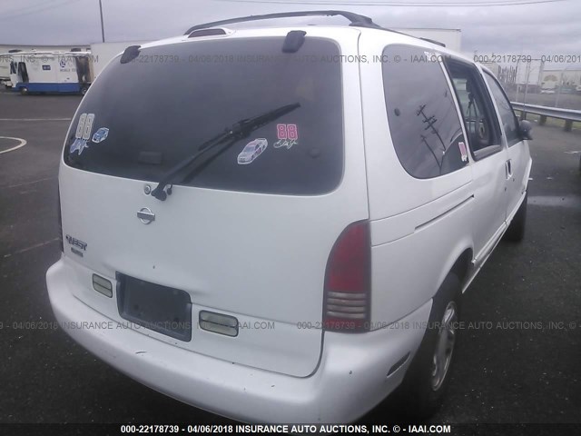 4N2ZN1114WD815564 - 1998 NISSAN QUEST XE/GXE/GLE WHITE photo 4