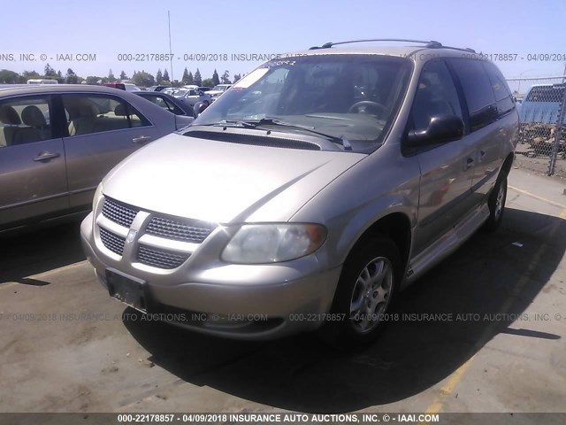 2B8GP74L72R754928 - 2002 DODGE GRAND CARAVAN EX TAN photo 2