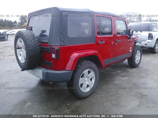 1J4BA5H14AL148078 - 2010 JEEP WRANGLER UNLIMITE SAHARA RED photo 4