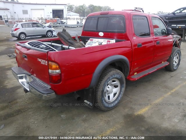 5TEHN72N34Z340240 - 2004 TOYOTA TACOMA DOUBLE CAB 红色 照片 4