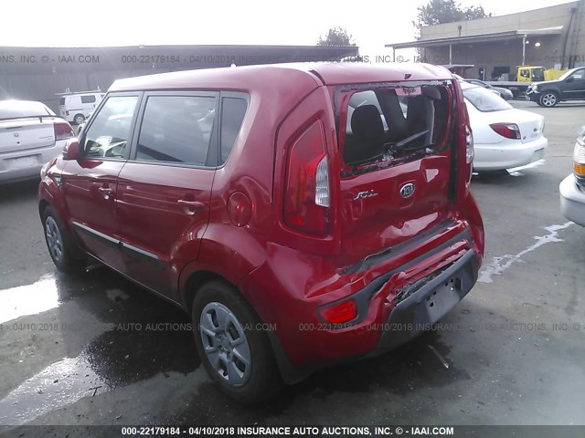 KNDJT2A57D7528021 - 2013 KIA SOUL RED photo 3