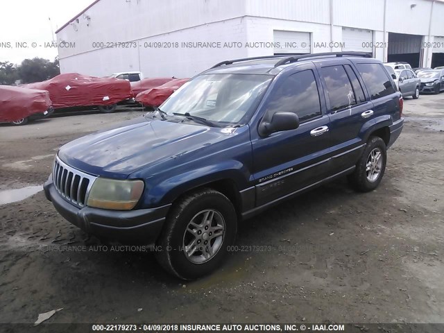 1J4GX48S82C277921 - 2002 JEEP GRAND CHEROKEE LAREDO Dark Blue photo 2