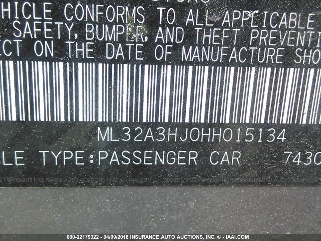 ML32A3HJ0HH015134 - 2017 MITSUBISHI MIRAGE ES GRAY photo 9