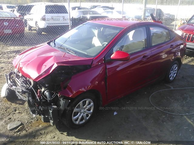 KMHCT4AE9CU140241 - 2012 HYUNDAI ACCENT GLS/GS RED photo 2