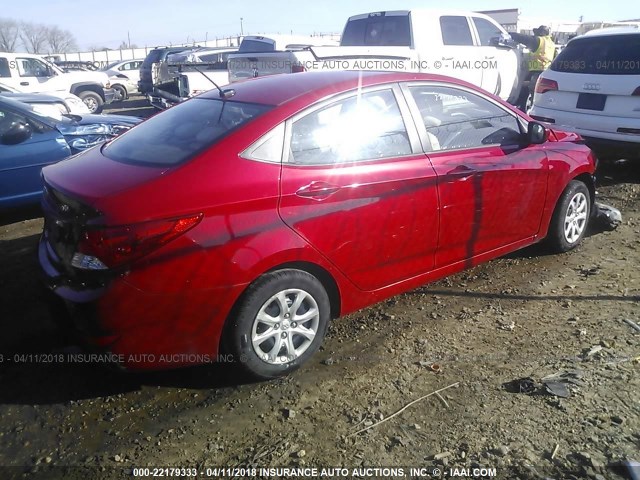 KMHCT4AE9CU140241 - 2012 HYUNDAI ACCENT GLS/GS RED photo 4