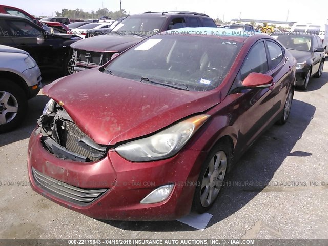 KMHDH4AE2BU085376 - 2011 HYUNDAI ELANTRA GLS/LIMITED BURGUNDY photo 2