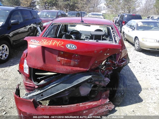 KNADH4A31B6864742 - 2011 KIA RIO LX/SX RED photo 6