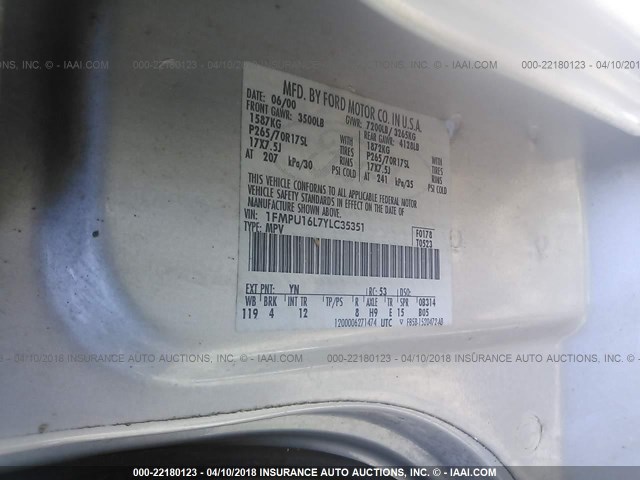 1FMPU16L7YLC35351 - 2000 FORD EXPEDITION XLT Boz foto 9