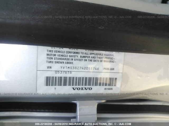 YV1MS382742011746 - 2004 VOLVO S40 2.4I SILVER photo 9