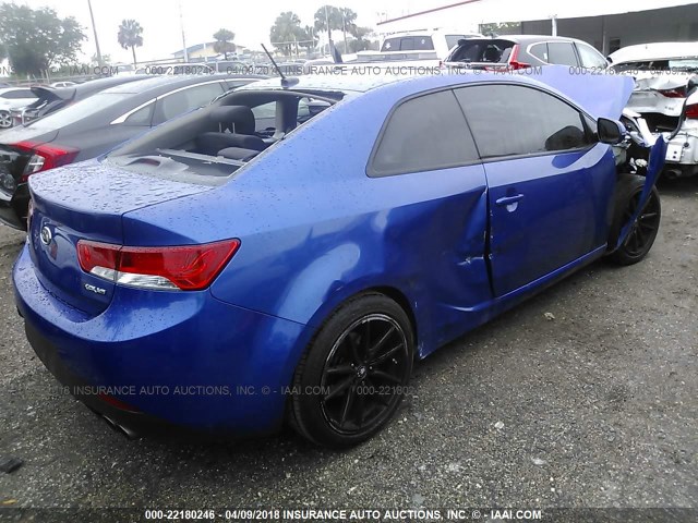 KNAFW6A38D5662175 - 2013 KIA FORTE SX BLUE photo 4