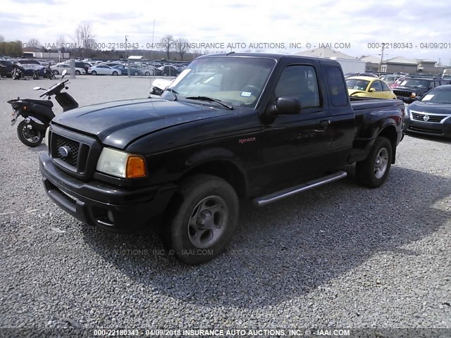 1FTYR14U34PA89491 - 2004 FORD RANGER SUPER CAB BLACK photo 2