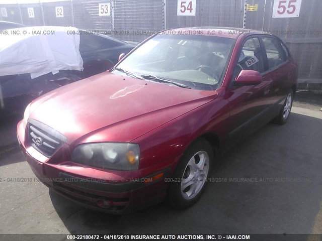 KMHDN56D44U105936 - 2004 HYUNDAI ELANTRA GLS/GT RED photo 2