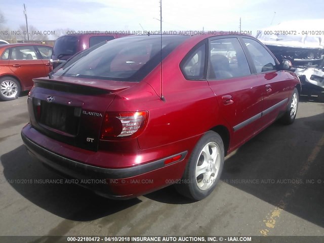 KMHDN56D44U105936 - 2004 HYUNDAI ELANTRA GLS/GT RED photo 4