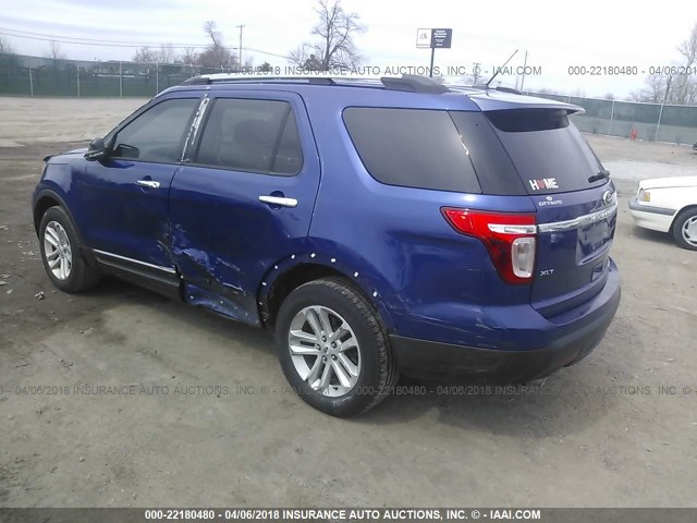 1FM5K8D81DGB20770 - 2013 FORD EXPLORER XLT BLUE photo 3