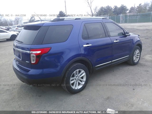 1FM5K8D81DGB20770 - 2013 FORD EXPLORER XLT BLUE photo 4