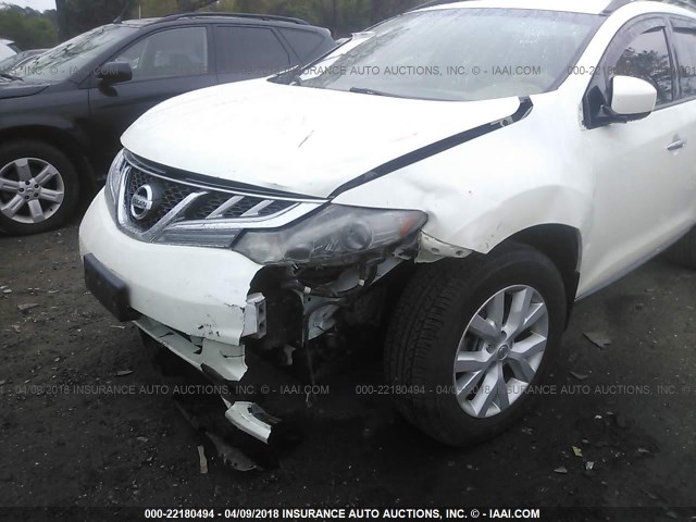 JN8AZ1MU1DW203046 - 2013 NISSAN MURANO S/SL/LE WHITE photo 6