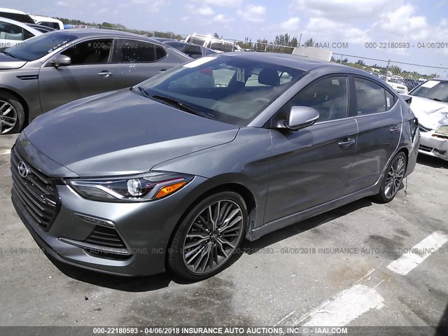 KMHD04LB1JU535415 - 2018 HYUNDAI ELANTRA SPORT GRAY photo 2