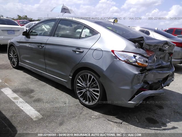 KMHD04LB1JU535415 - 2018 HYUNDAI ELANTRA SPORT GRAY photo 3