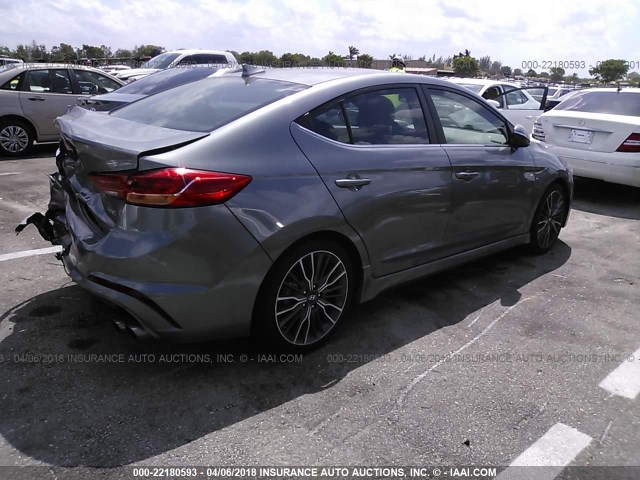 KMHD04LB1JU535415 - 2018 HYUNDAI ELANTRA SPORT GRAY photo 4