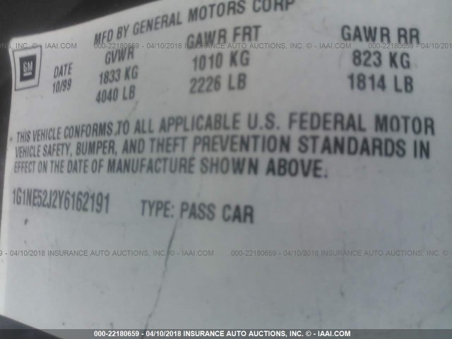 1G1NE52J2Y6162191 - 2000 CHEVROLET MALIBU LS 勃艮第红 照片 9