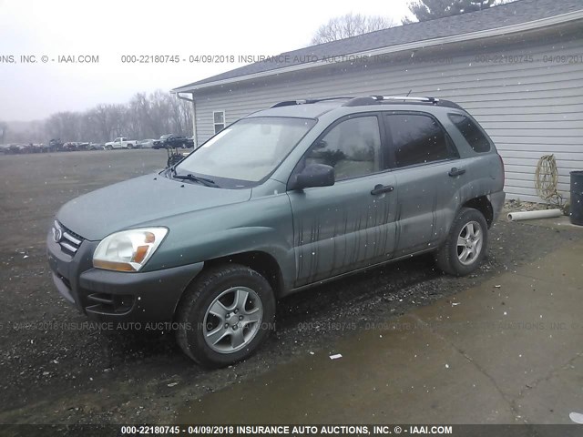 KNDJF724477447282 - 2007 KIA SPORTAGE LX GREEN photo 2