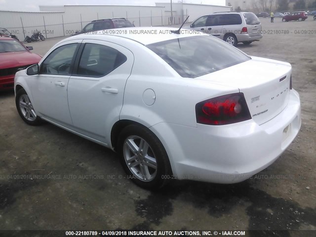 1C3CDZCGXDN616848 - 2013 DODGE AVENGER SXT WHITE photo 3