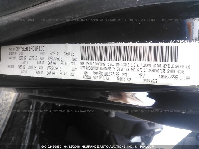 1J4AA2D16BL577188 - 2011 JEEP WRANGLER SPORT BLACK photo 9