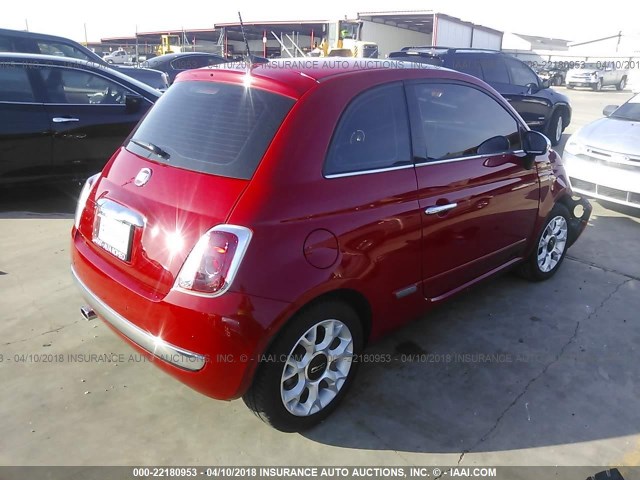 3C3CFFCR5HT704688 - 2017 FIAT 500 LOUNGE RED photo 4