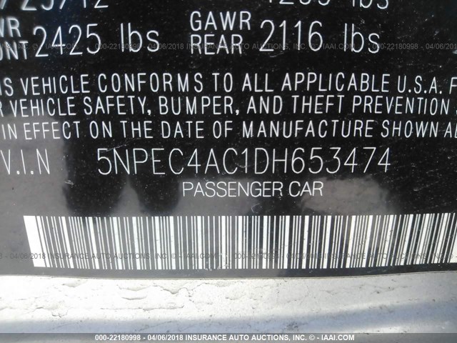 5NPEC4AC1DH653474 - 2013 HYUNDAI SONATA SE/LIMITED SILVER photo 9