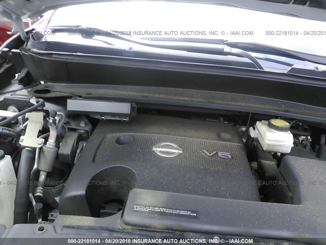 5N1AR2MN8FC692510 - 2015 NISSAN PATHFINDER S/SV/SL/PLATINUM SILVER photo 10