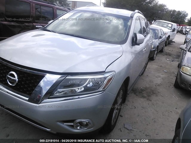 5N1AR2MN8FC692510 - 2015 NISSAN PATHFINDER S/SV/SL/PLATINUM SILVER photo 2