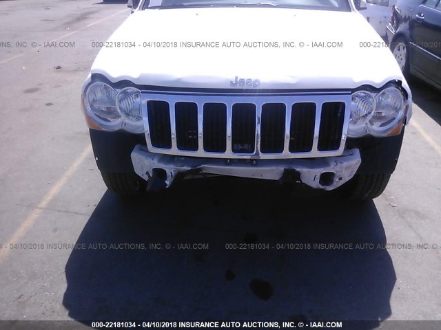 1J8HS58N08C236211 - 2008 JEEP GRAND CHEROKEE LIMITED WHITE photo 6