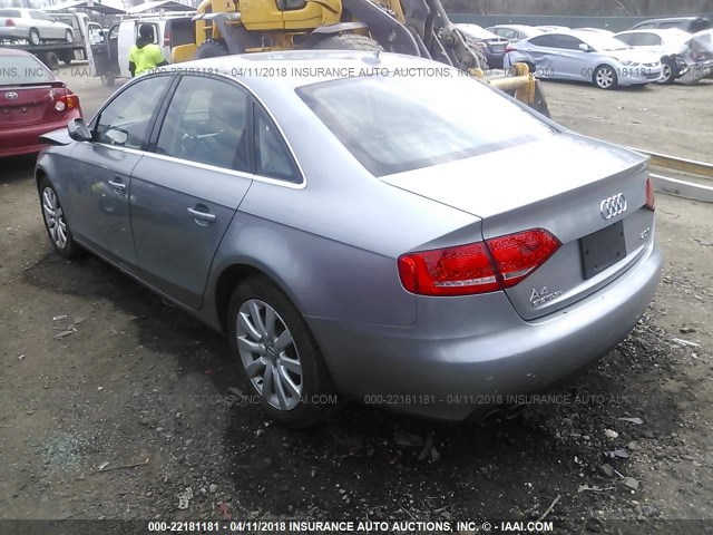 WAUEFAFL3BN045593 - 2011 AUDI A4 PREMIUM PLUS GRAY photo 3