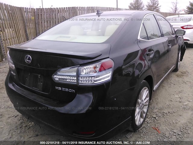 JTHBB1BA7A2016361 - 2010 LEXUS HS 250H BLACK photo 4