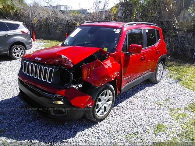 ZACCJABT0FPB92899 - 2015 JEEP RENEGADE LATITUDE RED photo 2