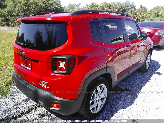 ZACCJABT0FPB92899 - 2015 JEEP RENEGADE LATITUDE RED photo 4