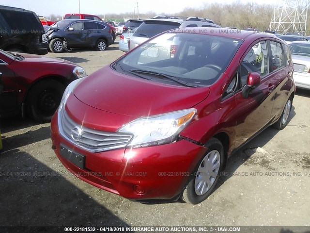 3N1CE2CP0EL422432 - 2014 NISSAN VERSA NOTE S/S PLUS/SV/SL RED photo 2