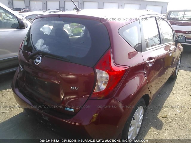 3N1CE2CP0EL422432 - 2014 NISSAN VERSA NOTE S/S PLUS/SV/SL RED photo 4