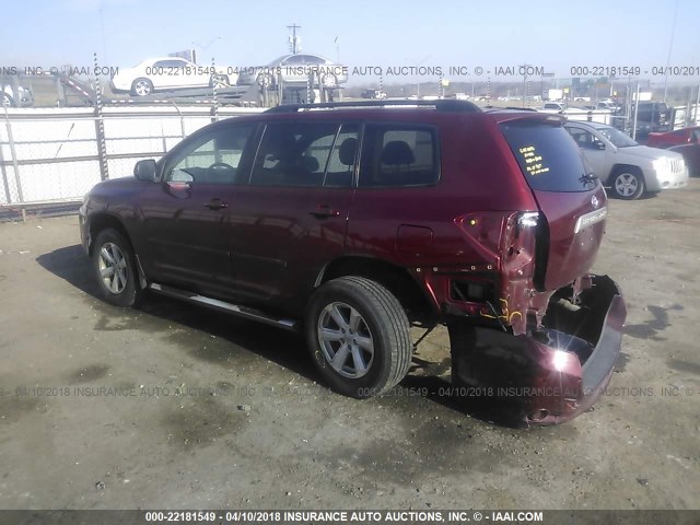 5TDKK3EH9AS006767 - 2010 TOYOTA HIGHLANDER SE RED photo 3