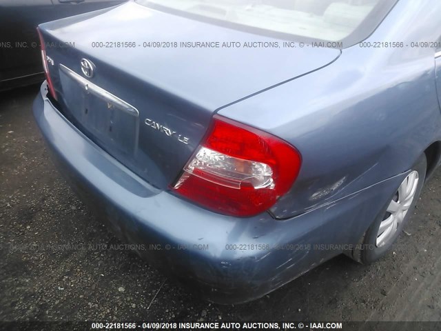 4T1BE32K63U671949 - 2003 TOYOTA CAMRY LE/XLE/SE BLUE photo 6