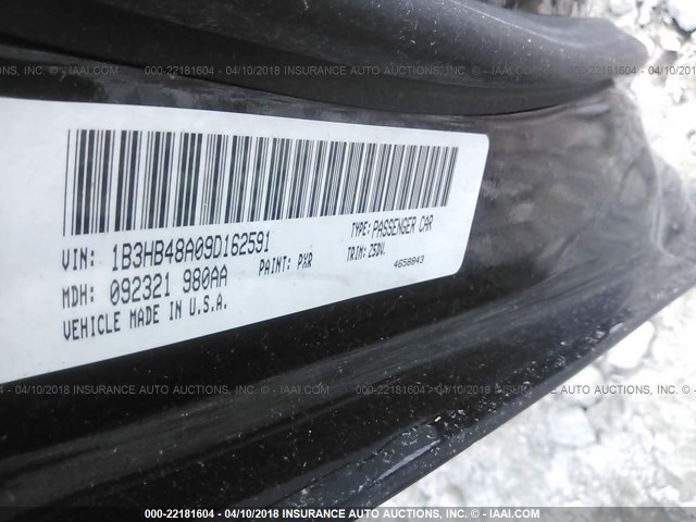 1B3HB48A09D162591 - 2009 DODGE CALIBER SXT BLACK photo 9