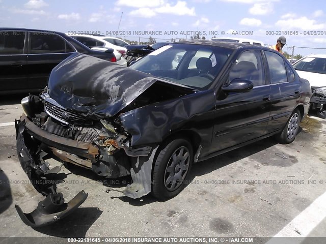 3N1CB51D2YL330567 - 2000 NISSAN SENTRA XE/GXE BLACK photo 2