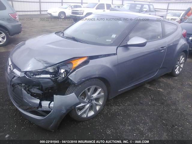 KMHTC6AD8GU275591 - 2016 HYUNDAI VELOSTER BLUE photo 2