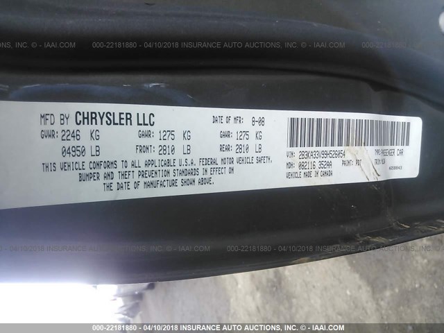 2B3KA33V99H526054 - 2009 DODGE CHARGER SXT GRAY photo 9