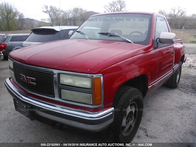 1GTEK14KXPZ521332 - 1993 GMC SIERRA K1500 RED photo 2