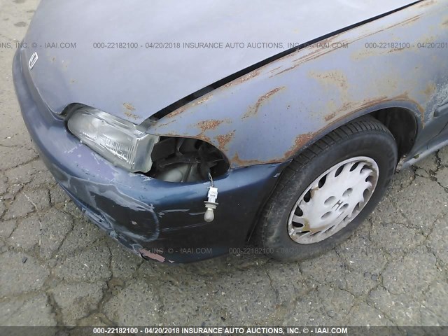 1HGEG8549RL050873 - 1994 HONDA CIVIC DX/LX BLUE photo 6