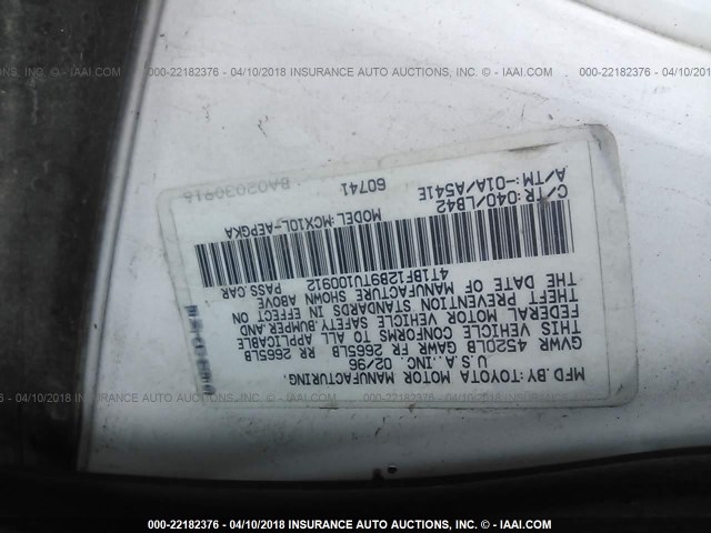 4T1BF12B9TU100912 - 1996 TOYOTA AVALON XL/XLS WHITE photo 9