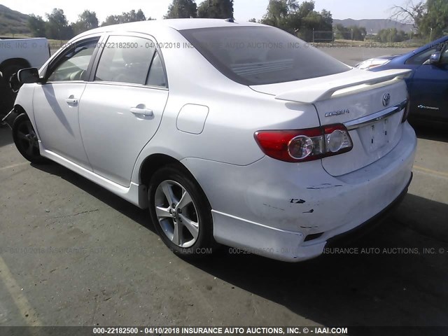 2T1BU4EE7BC667147 - 2011 TOYOTA COROLLA S/LE WHITE photo 3