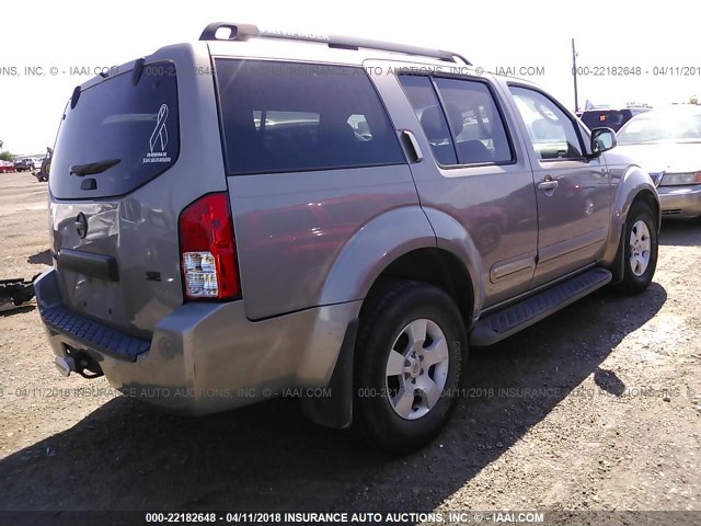 5N1AR18W27C602055 - 2007 NISSAN PATHFINDER LE/SE/XE GOLD photo 4