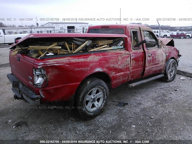 1FTZR45E05PA55703 - 2005 FORD RANGER SUPER CAB RED photo 4